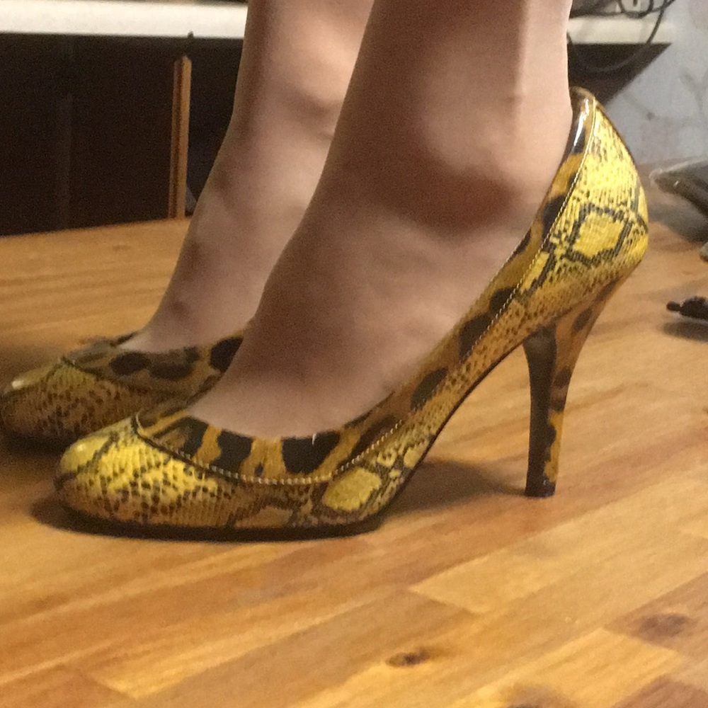 Yellow and black Heels